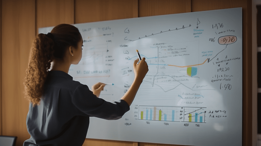 a woman working on a marketing plan