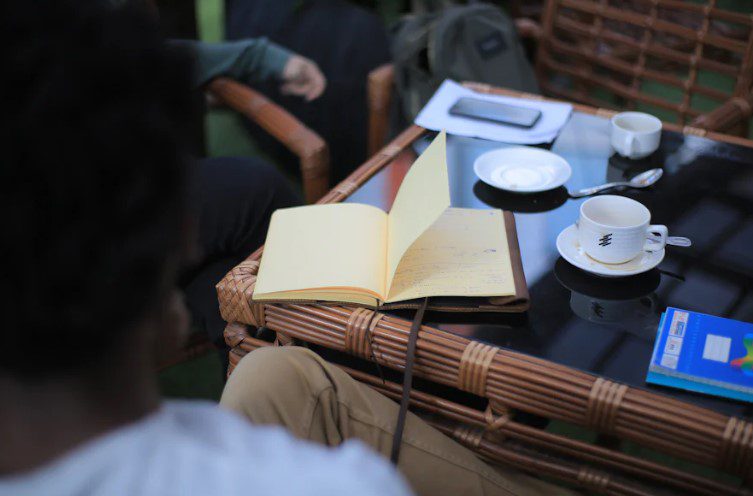 notebook on a table