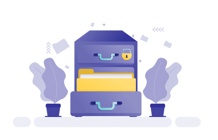 an illustration of a drawer and some plants