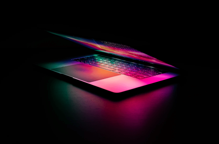A laptop in the dark