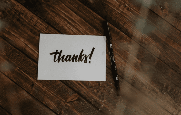 thanks on a card