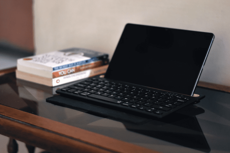 A laptop on a table