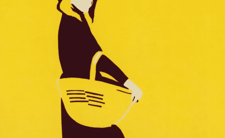 illustration of lady with a yellow basket